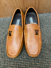 Load image into Gallery viewer, Terroni Italian Design Brown Slip-on Smoking Mens Dress/Driver Shoe w/ LV Buckle
