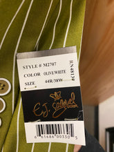 Load image into Gallery viewer, EJ Samuel Olive/White Pinstripe Double Breasted Blazer 44R
