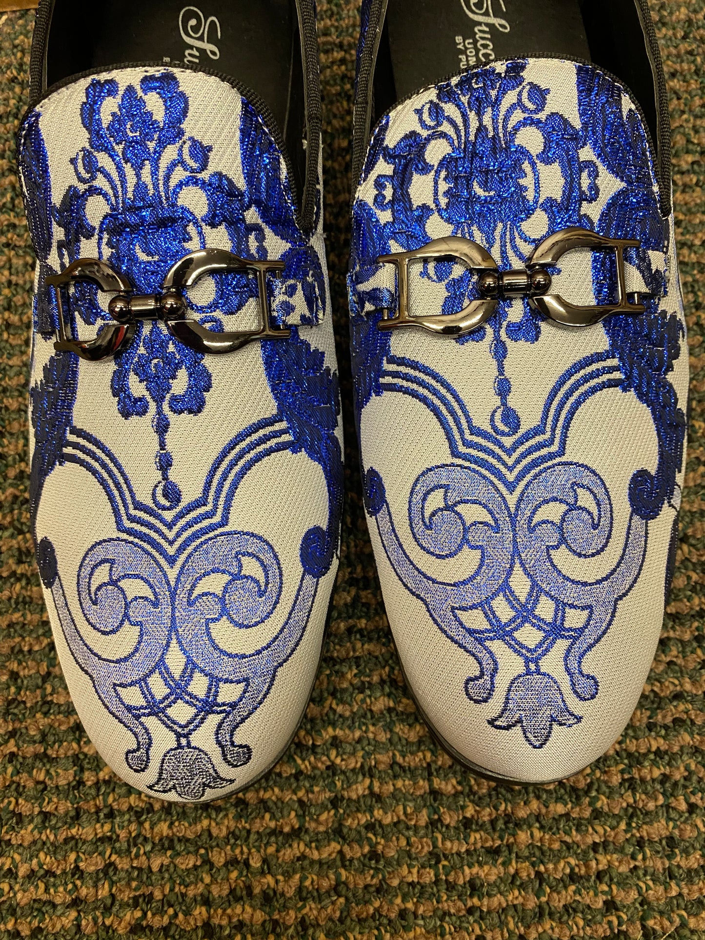 Successos Blue/White Smoking Slippers/Mens dress shoes SH3580