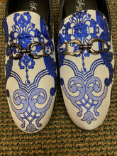 Load image into Gallery viewer, Successos Blue/White Smoking Slippers/Mens dress shoes SH3580
