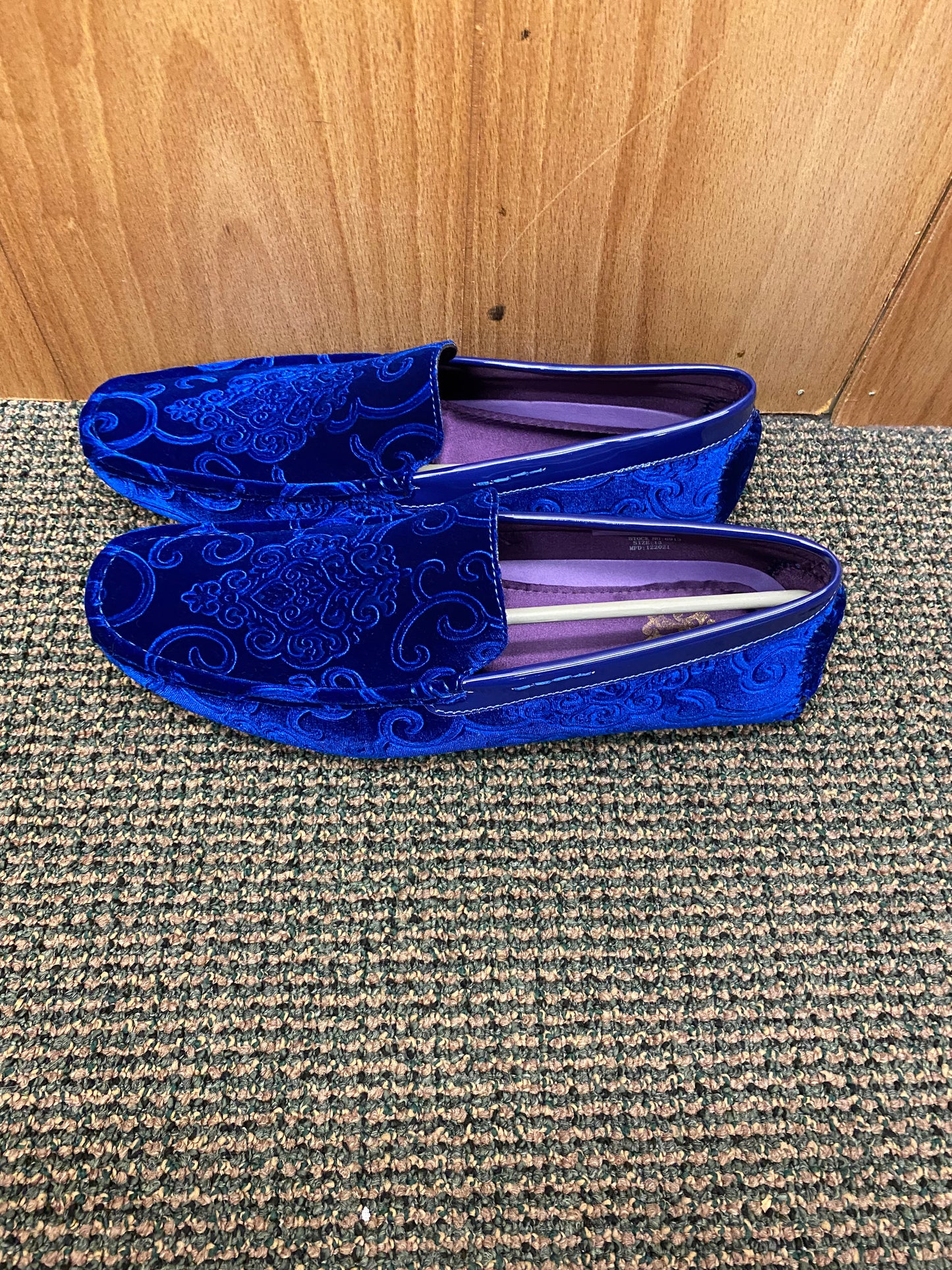 After Midnite Royal Blue Paisley Slip-on Men's Dress/Driver Shoes Sizes 7-13 Style 6913