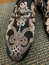 Load image into Gallery viewer, Successos Black/Rose Gold Men’s Smoking Red Bottom Slip-on Dress Shoes
