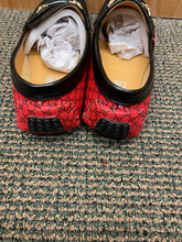 Load image into Gallery viewer, Terroni Italian Design Black/Red Gucci Print Men&#39;s Slip-on Dress/Diver Shoes
