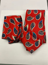 Load image into Gallery viewer, Excello Cravats Red Paisley Tie and Hankie Combo
