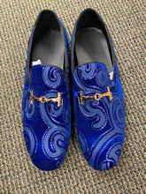 Load image into Gallery viewer, Successos Royal Blue Suede and Swirl Smoking Slippers/Mens Dress Shoes Sizes 8-15
