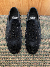 Load image into Gallery viewer, Royal Shoes Black Spikes/Rhinestones Smoking Slip-on Red Bottom Men’s Dress Shoes LF-8873 Sizes 8-13
