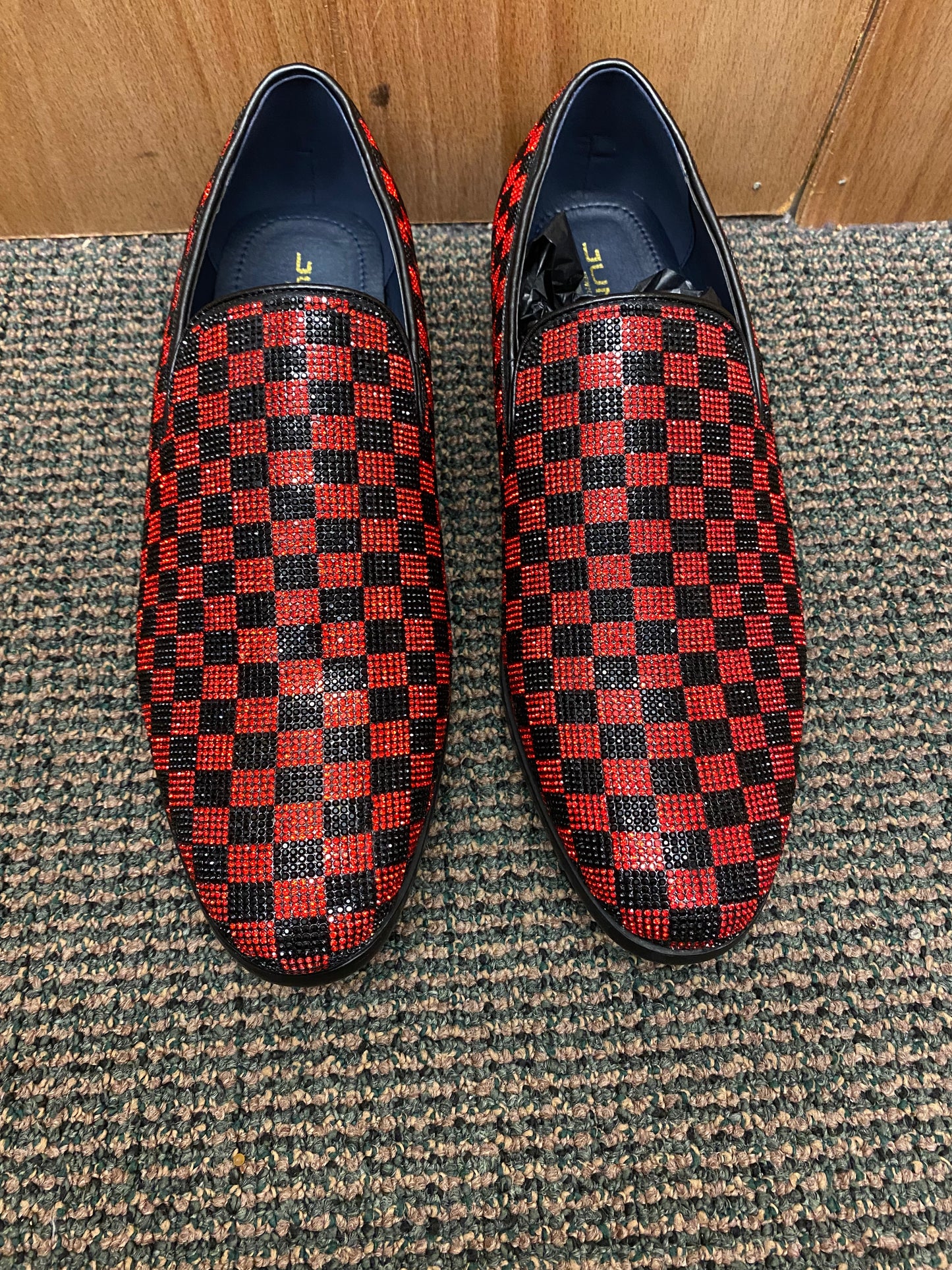 Jump New York Jewel Red/Black Men’s Smoking slip-on Dress Shoes