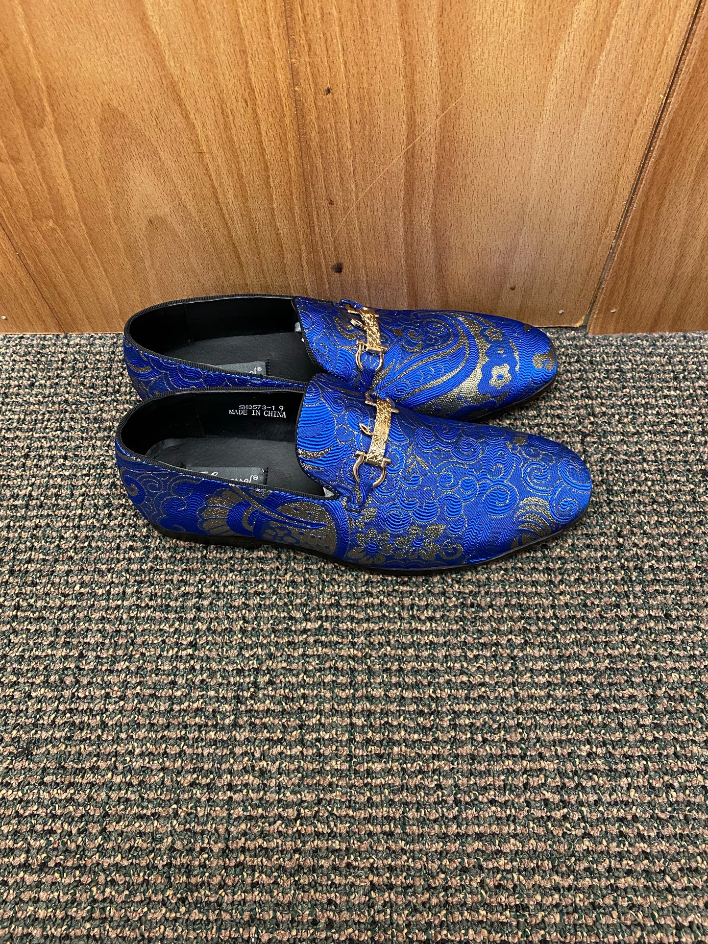 Successos Blue/Gold Smoking Slippers/Mens dress shoes