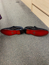 Load image into Gallery viewer, Royal Shoes Black/Gold Rhinestones Smoking Slip-on Red Bottom Men’s Dress Shoes LF-8870 Sizes 8-13
