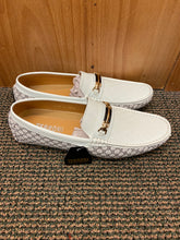 Load image into Gallery viewer, Terroni Italian Design White Gucci Print Smoking Men&#39;s Slip-on Dress/Driver Shoe
