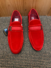 Load image into Gallery viewer, Terroni Italian Design Red Suede-like Smoking Slip-on Men’s Dress Shoes

