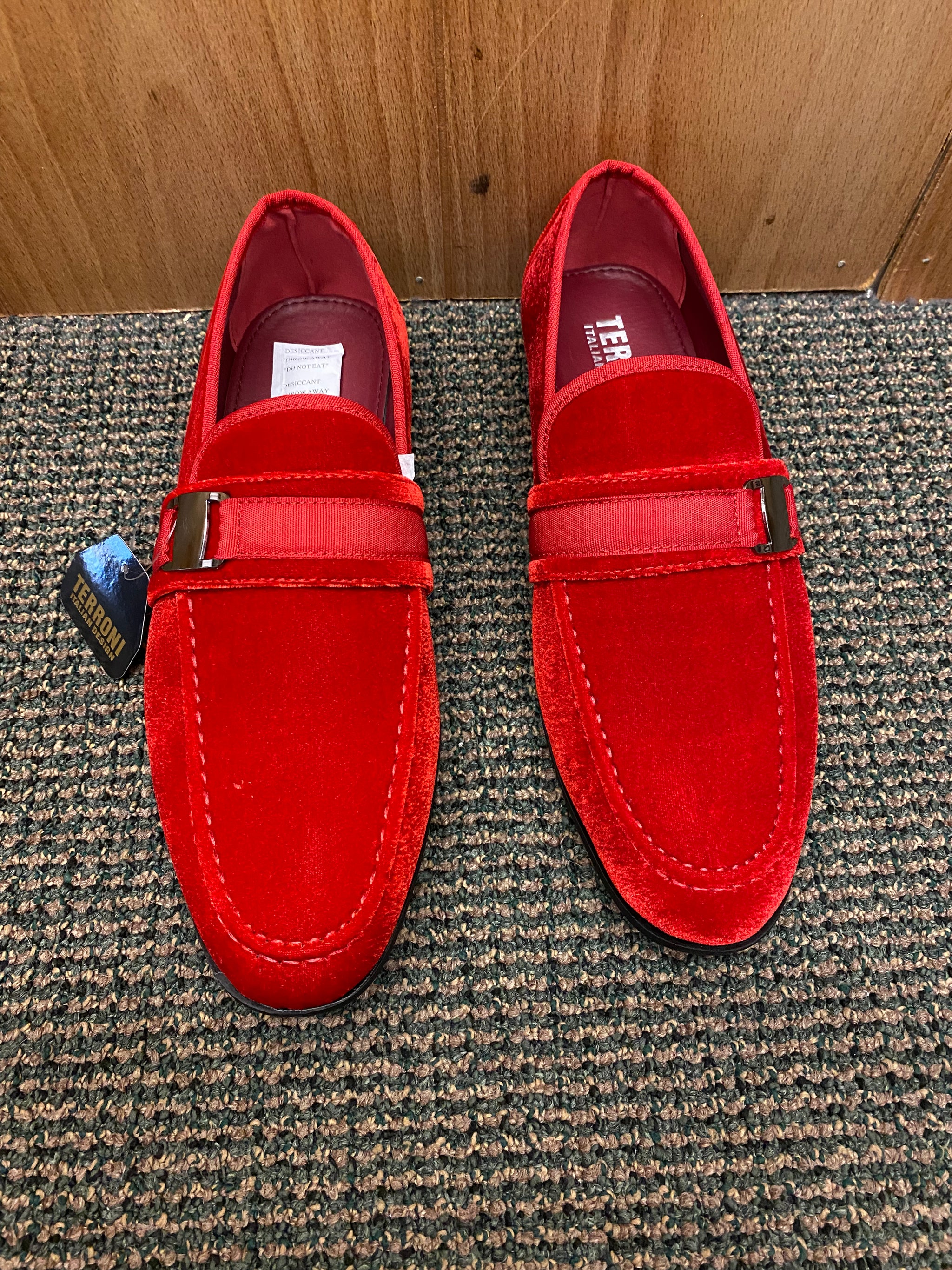 Terroni Italian Design Red Suede-like Smoking Slip-on Men display picture 1