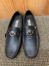 Load image into Gallery viewer, Terroni Italian Design Black Slip-on Mens Dress/Driver Shoe with Lionhead Buckle
