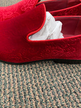 Load image into Gallery viewer, Royal Shoes Red Paisley Slip-on Men’s Smoking Slippers Red Bottom Dress Shoes Sizes 8-13
