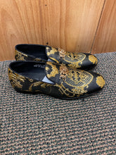 Load image into Gallery viewer, Successos Black and Gold Smoking Slippers/Mens Dress Shoes Sizes 8-15
