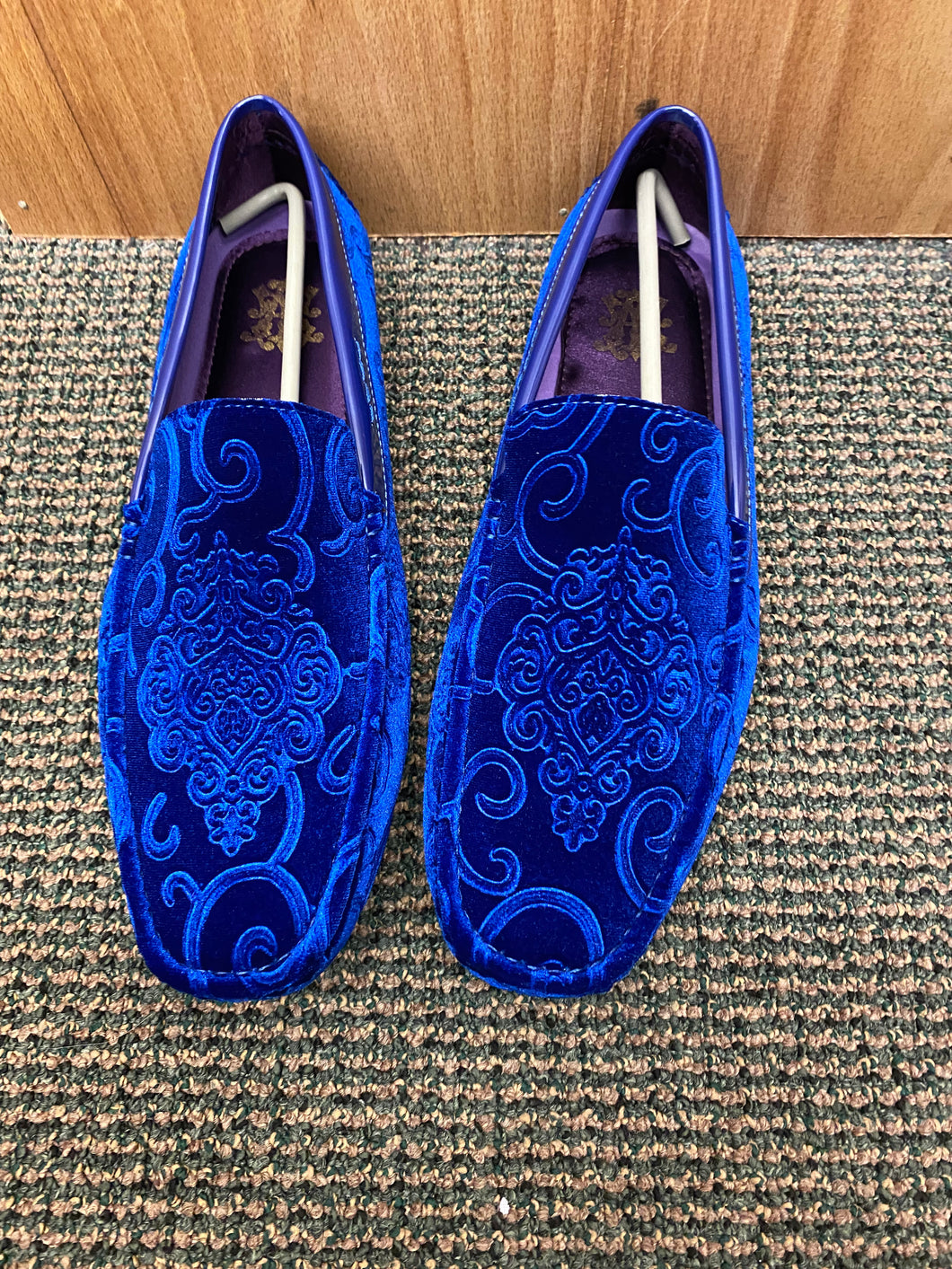 After Midnite Royal Blue Paisley Slip-on Men's Dress/Driver Shoes Sizes 7-13 Style 6913