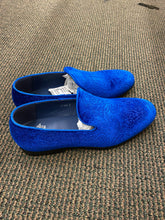 Load image into Gallery viewer, Royal Shoes Royal Blue Paisley Slip-on Men’s Smoking Slippers Red Bottom Dress Shoes Sizes 8-13
