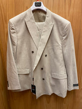 Load image into Gallery viewer, Vitali Tan Pinstripe double breasted Suit 54R
