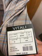 Load image into Gallery viewer, Vitali Beige Plaid 3-Piece Suit 58R M7115-1-NP
