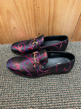 Load image into Gallery viewer, Successos Navy/Red swirl print red bottom slip-on dress shoes sizes 7-15
