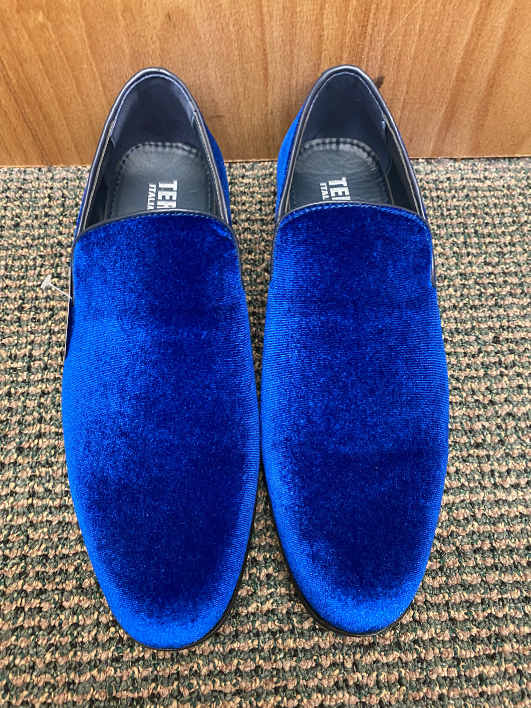 Terroni Italian Design Royal Blue Suede-like Smoking Slip-on Men's Dre CC Suits Terroni Italian Design Royal Blue Suede-like Smoking Slip-on Men's Dre CC Suits