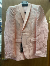 Load image into Gallery viewer, Cielo Pink Jacquard Floral/Paisley Shawl Collar Tuxedo Blazer Sizes 36R-48R
