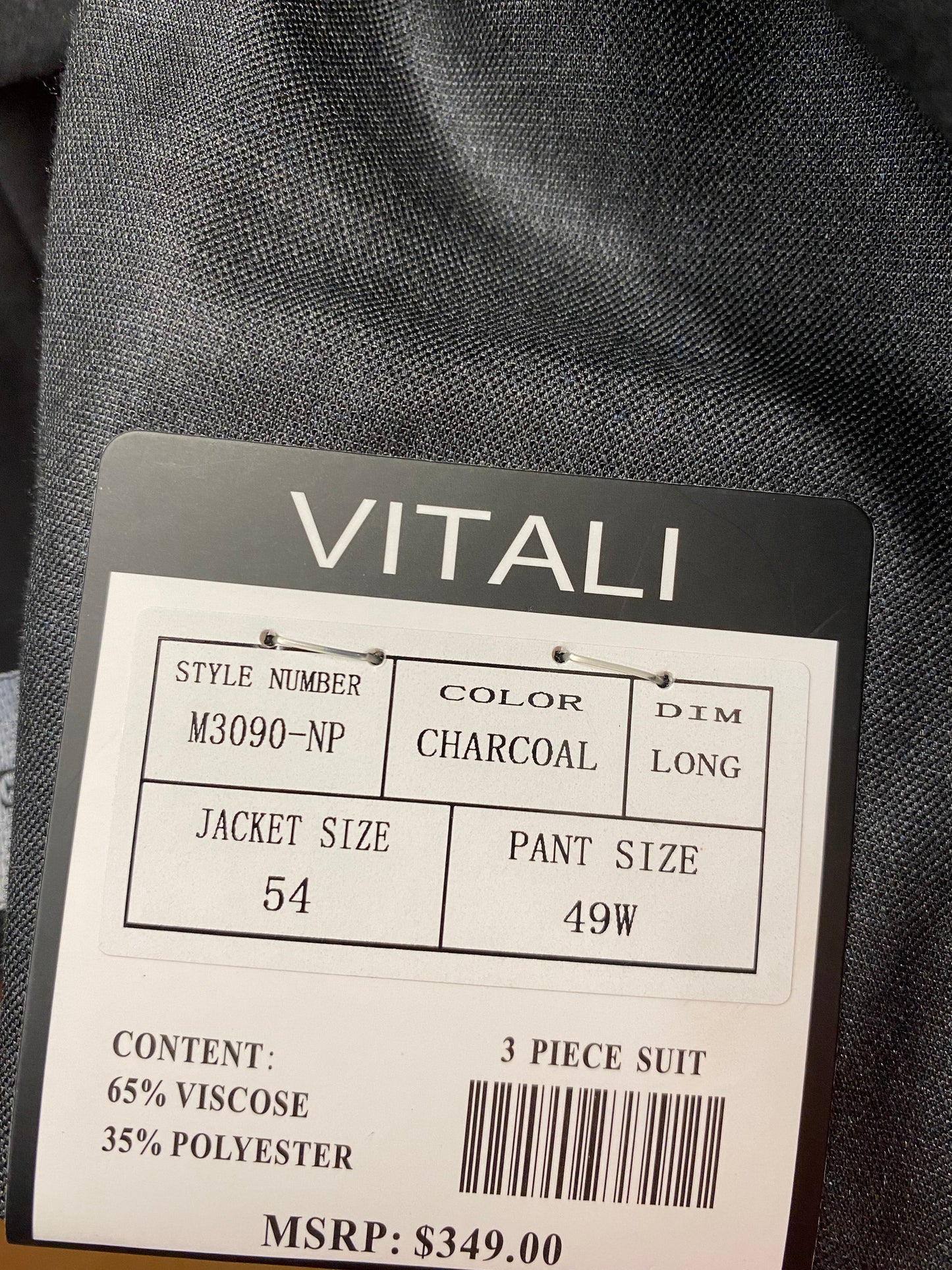 Vitali Charcoal Grey suit 54L