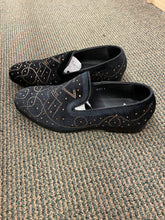 Load image into Gallery viewer, Royal Shoes Black/Gold Rhinestones Smoking Slip-on Red Bottom Men’s Dress Shoes LF-8870 Sizes 8-13

