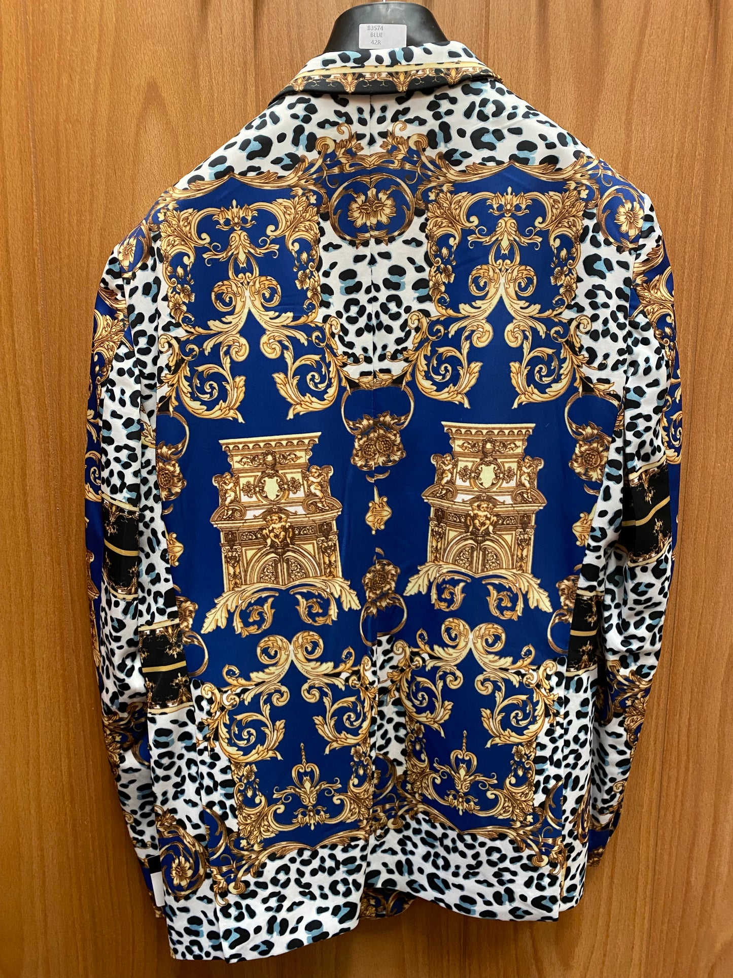 Cielo Blue Versace Print Blazer 36R-54R