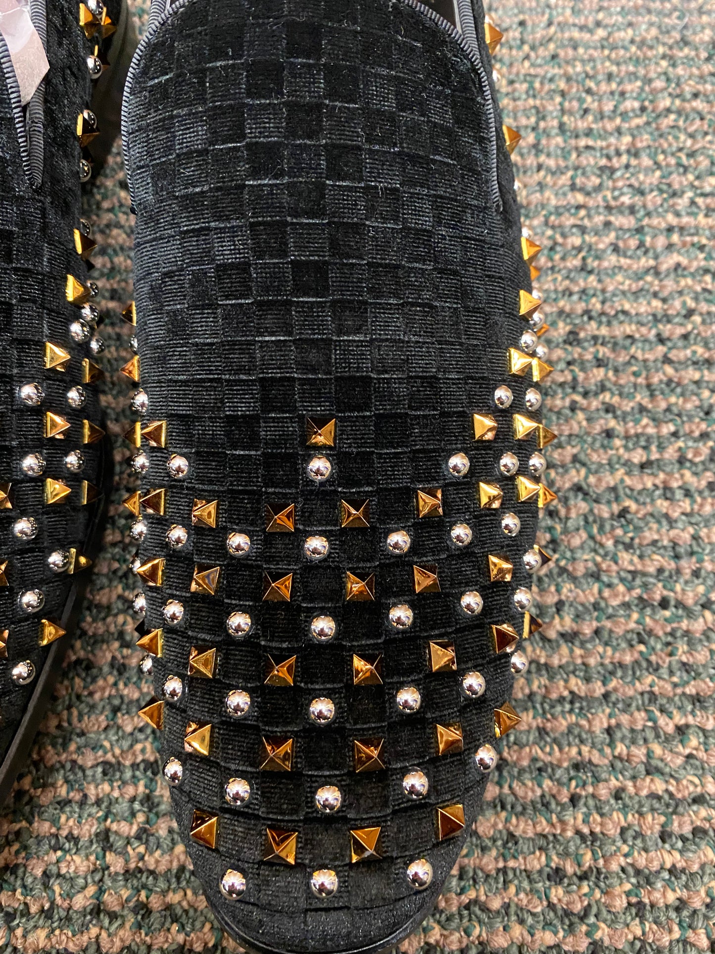 After Midnight 6868 Black/Gold/Silver Spikes and Studs Slip-on Men's Dress Shoes