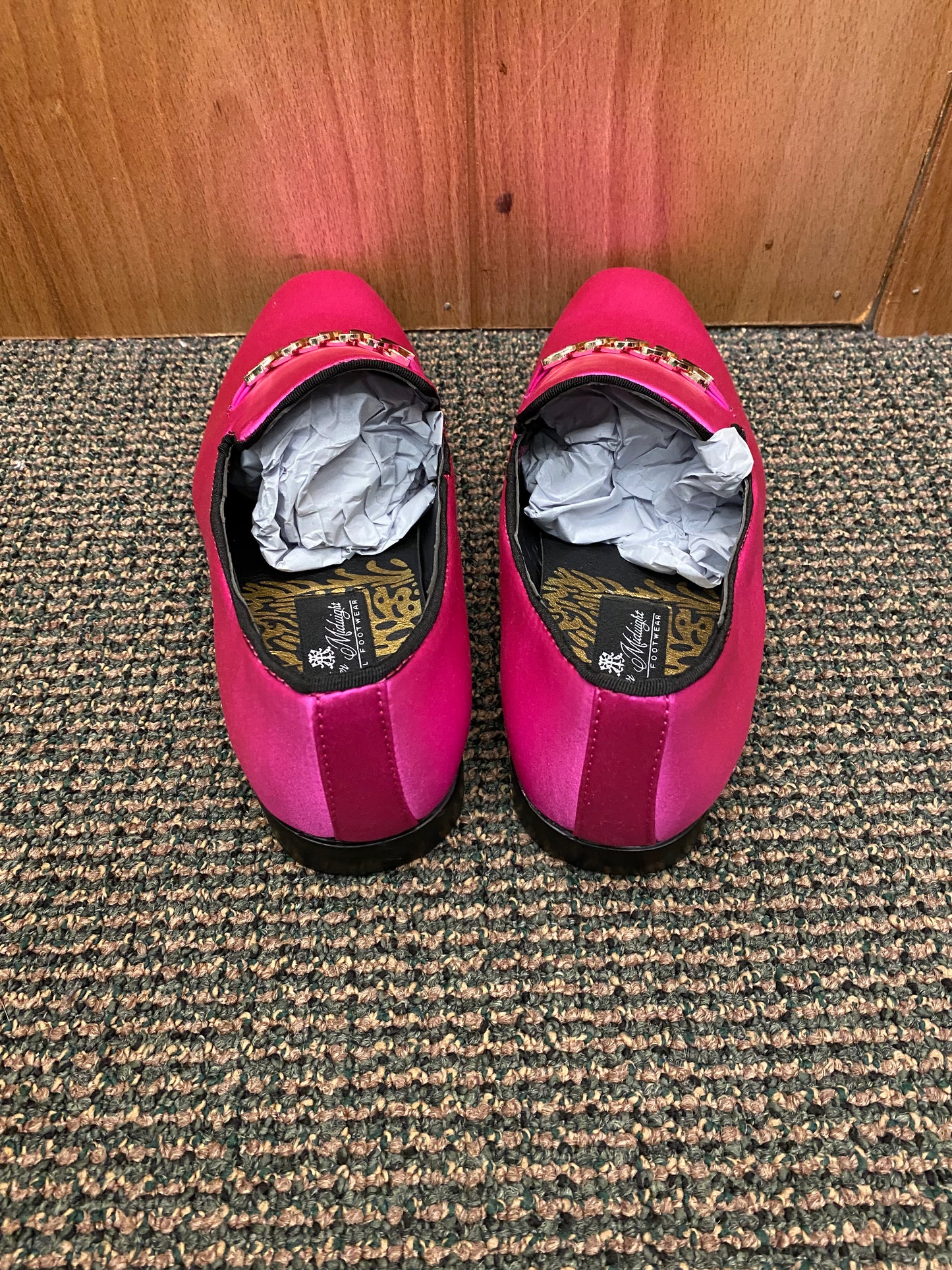 After Midnight Fuchsia Men s Red Bottom Smoking Slip On Dress Prom Shoes Style 6978 13