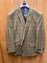 Load image into Gallery viewer, Vitali Tan/Burgundy Plaid 3-Piece Suit 54R
