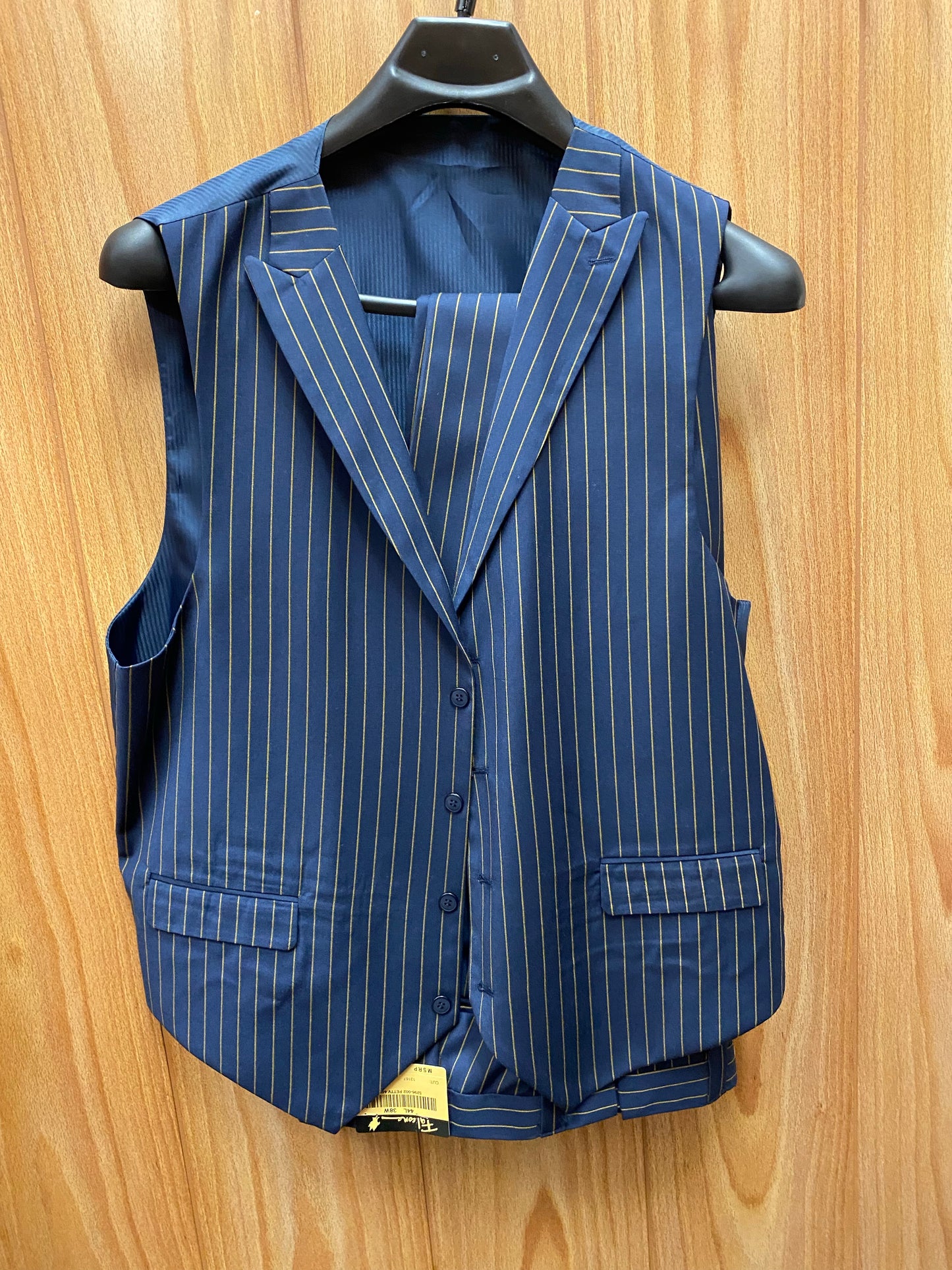 Falcone Navy with gold pinstripes 3-piece suit 44L