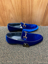 Load image into Gallery viewer, Terroni Italian Design Royal Blue Suede-like Smoking Slip-on Men’s Dress Shoes
