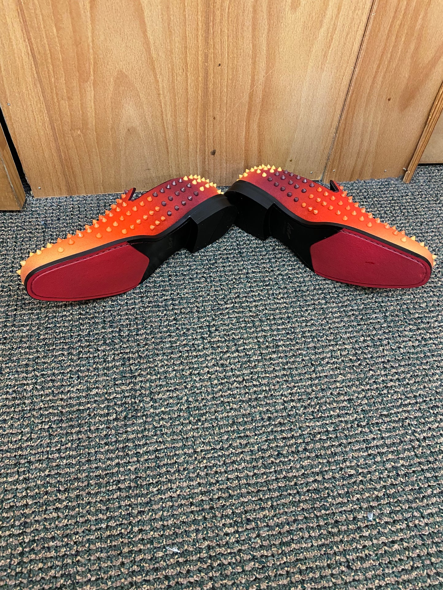 After Midnite Exclusive VIP Orange Multi Spike Men’s Smoking Slip-on Red Bottom Men’s Dress/Prom Shoes