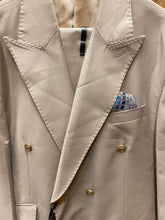 Load image into Gallery viewer, Alberto Nardoni Tan Slim Fit European Double Breasted Suit with Gold Buttons
