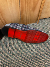 Load image into Gallery viewer, Successos Black/White/Red Plaid red bottom slip-on dress shoes sizes 7-15
