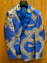 Load image into Gallery viewer, Cielo Royal Blue/Gold 1-Button Blazer
