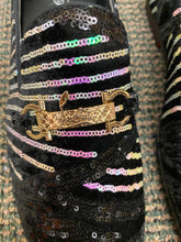 Load image into Gallery viewer, Successos Black Sequins Men’s Red Bottom Dress Shoes Sizes 7-15
