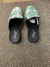 Load image into Gallery viewer, Successos Green Plaid red bottom slip-on dress sandals sizes 7-15

