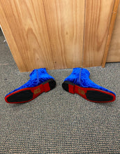 Load image into Gallery viewer, After Midnight Royal Blue Paisley Ankle Red Bottom Boots Sizes 8-13
