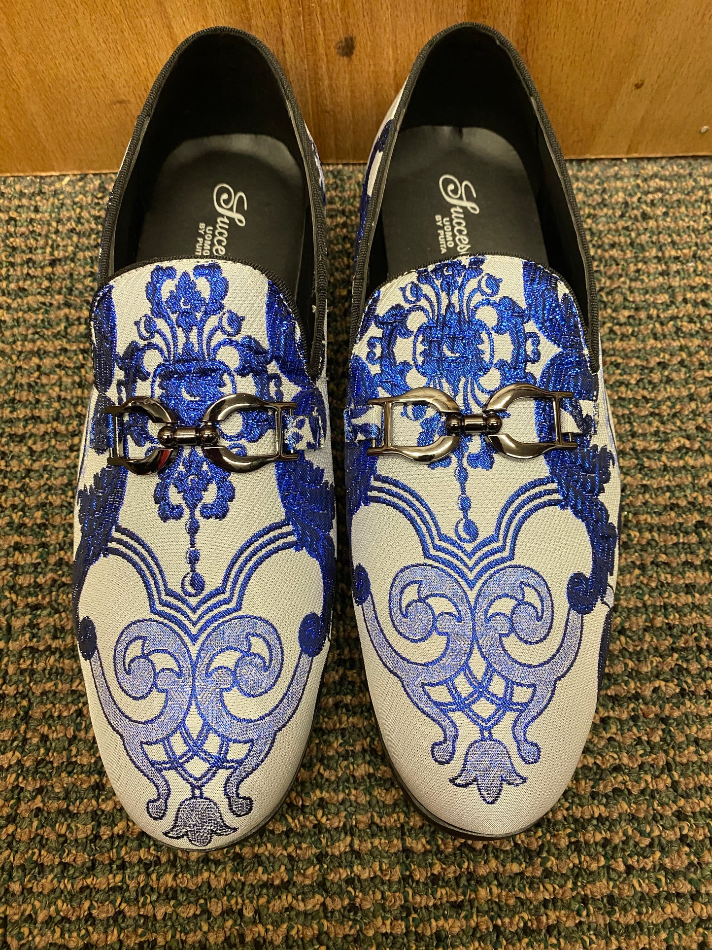 Successos Blue/White Smoking Slippers/Mens dress shoes SH3580