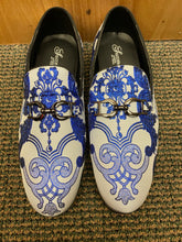 Load image into Gallery viewer, Successos Blue/White Smoking Slippers/Mens dress shoes SH3580
