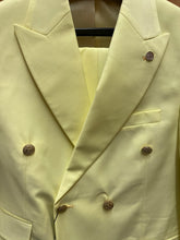 Load image into Gallery viewer, Moda Color Light Lemon Slim Fit European Double Breasted Suit with Gold Buttons
