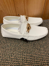 Load image into Gallery viewer, Terroni Italian Design White w/Big Gold Lion Head Buckle Mens Slip-on Dress Shoe
