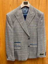 Load image into Gallery viewer, Vitali Blue Checkered Velvet 2-Piece Modern Fit Suit
