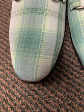 Load image into Gallery viewer, Successos Green Plaid red bottom slip-on dress sandals sizes 7-15
