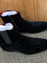 Load image into Gallery viewer, After Midnight Black Paisley Ankle Red Bottom Boots Sizes 8-13
