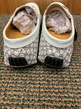 Load image into Gallery viewer, Terroni Italian Design White Gucci Print Smoking Men&#39;s Slip-on Dress/Driver Shoe
