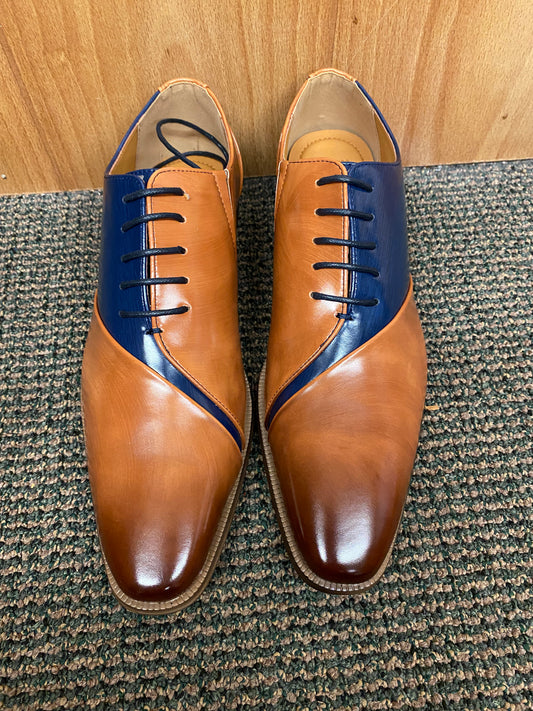 Antonio Cerrelli Tan/Navy Lace-up Dress Shoes Style 6980